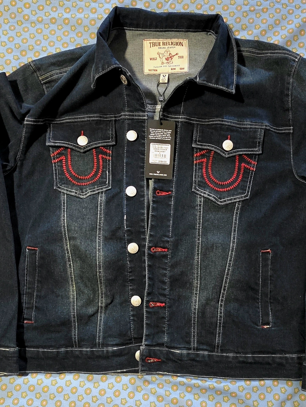 True Religion Men's denim jacket With Red Stitching Nwt